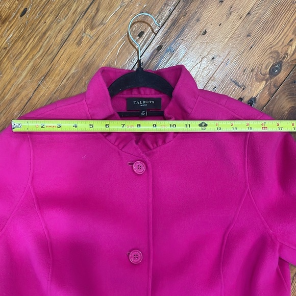 Talbots pink ruffle collar button blazer light wool jacket size 12 petite - Picture 14 of 16